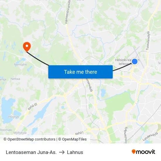 Airport Train Station to Lahnus map