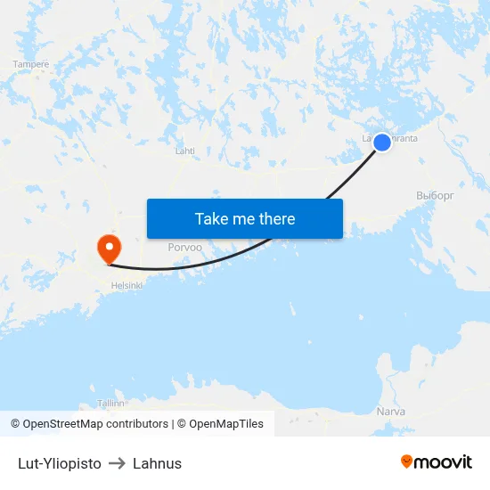 LUT University to Lahnus map