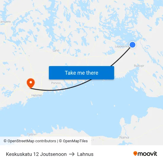 Keskuskatu 12 to Joutseno to Lahnus map
