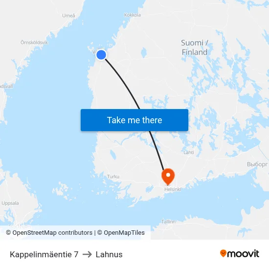 Kappelinmaentie 7 to Lahnus map