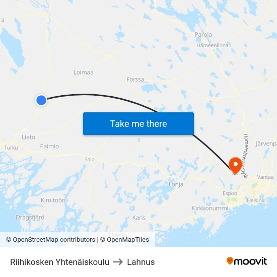 Riihikoski Comprehensive School to Lahnus map