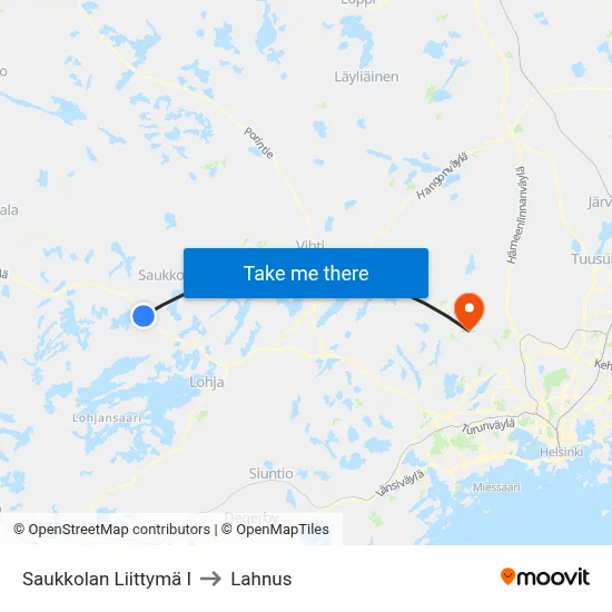 Saukkola Junction E to Lahnus map
