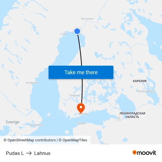 Pudas W to Lahnus map