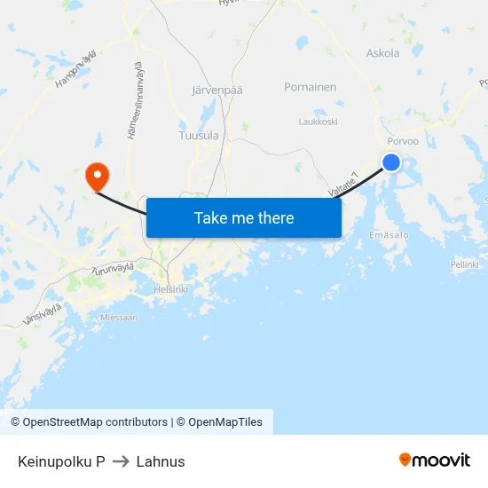Keinupolku North to Lahnus map