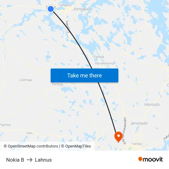 Nokia B to Lahnus map