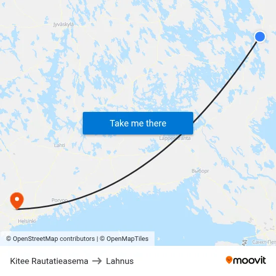 Kitee Railway Station to Lahnus map