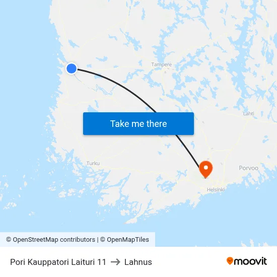 Pori Market Square Platform 11 to Lahnus map