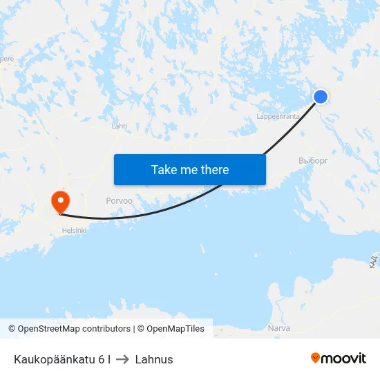 Kaukopäänkatu 6 E to Lahnus map