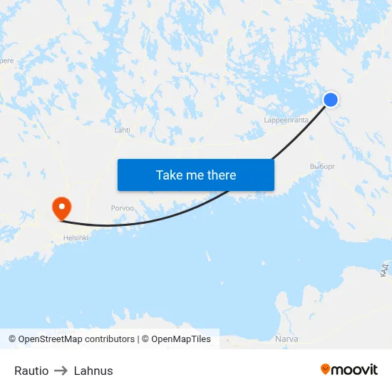 Rautio to Lahnus map