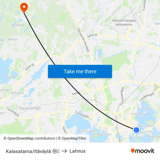 Kalasatama/Itäväylä Ⓜ️🛍️ to Lahnus map
