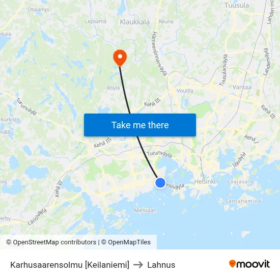 Karhusaarensolmu [Keilaniemi] to Lahnus map