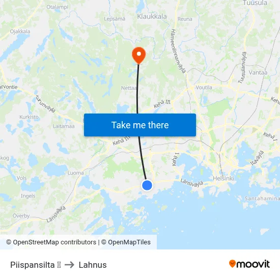 Piispansilta 🛍️ to Lahnus map