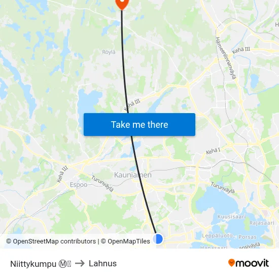 Niittykumpu Ⓜ️🛍️ to Lahnus map