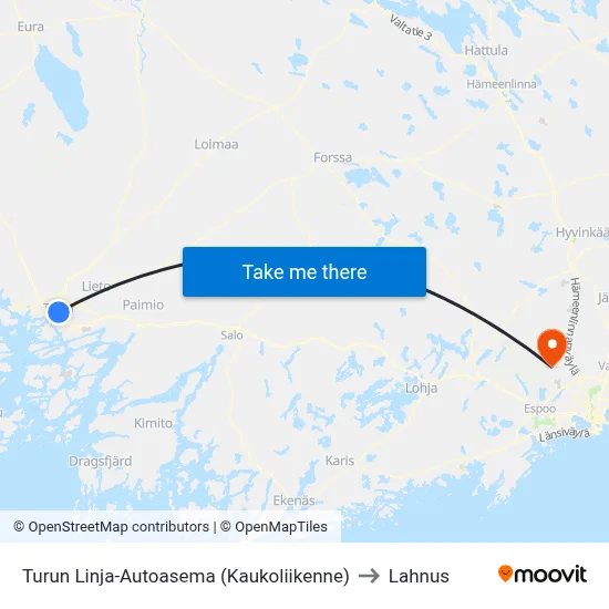 Turku Bus Station (Long Distance) to Lahnus map