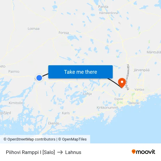 Piihovi Ramppi I [Salo] to Lahnus map