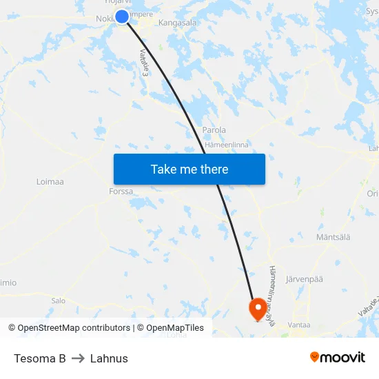Tesoma B to Lahnus map