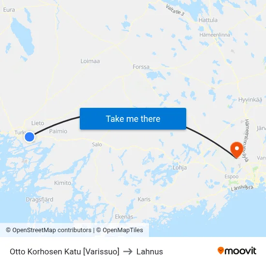 Otto Korhonen Street [Varissuo] to Lahnus map