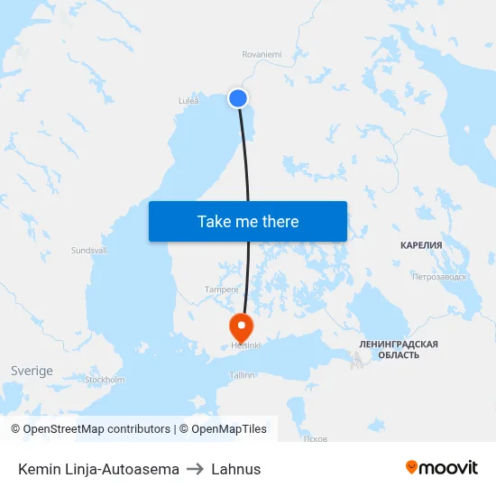 Kemi Bus Station to Lahnus map