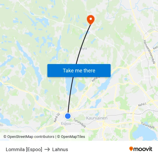 Lommila [Espoo] to Lahnus map