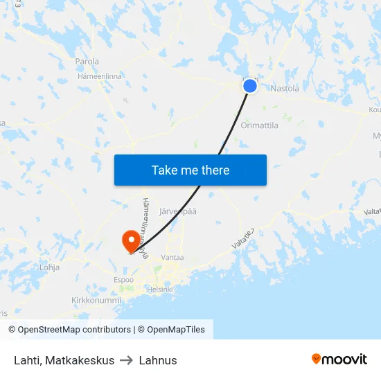 Lahti Travel Center to Lahnus map