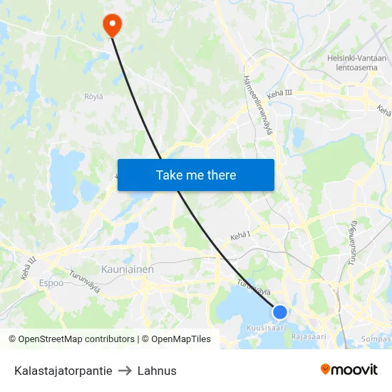 Kalastajatorpantie Road to Lahnus map