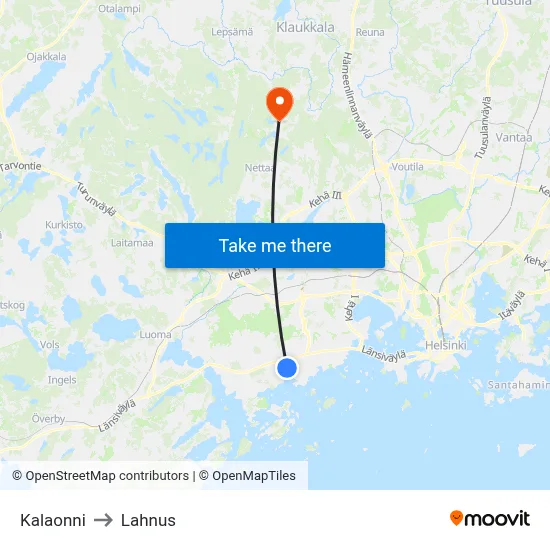 Kalaonni to Lahnus map
