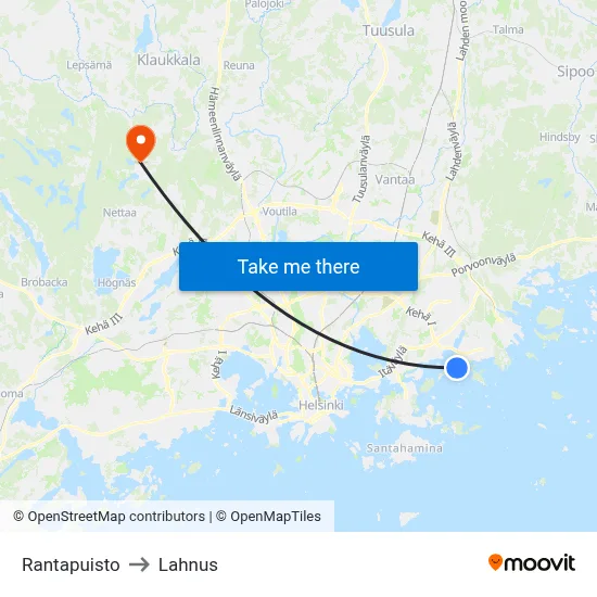 Rantapuisto to Lahnus map
