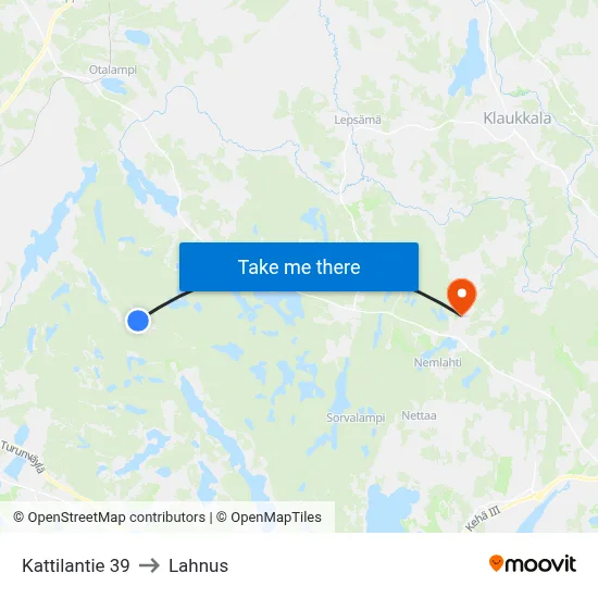 39 Kattilantie to Lahnus map