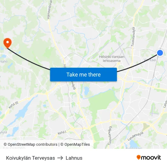 Koivukylä Health Station to Lahnus map