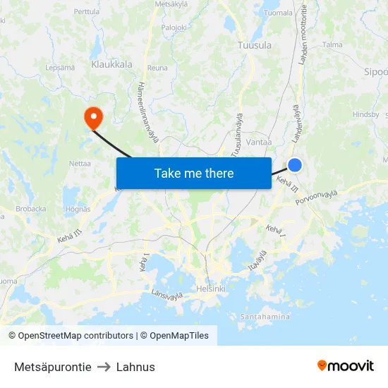 Metsäpurontie to Lahnus map