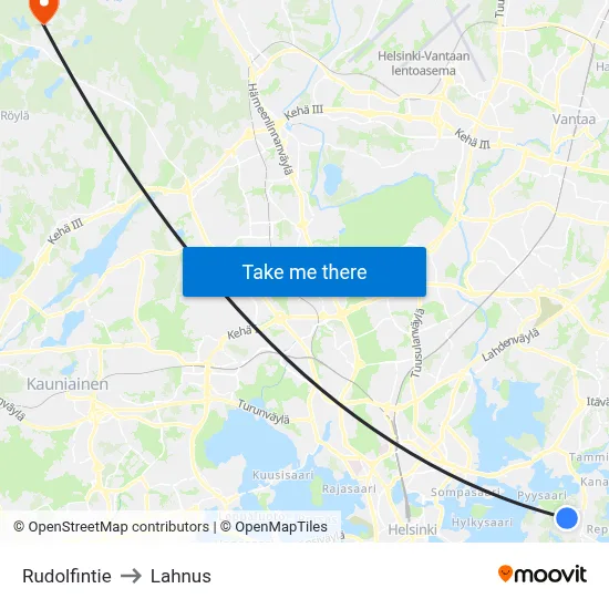 Rudolfintie to Lahnus map