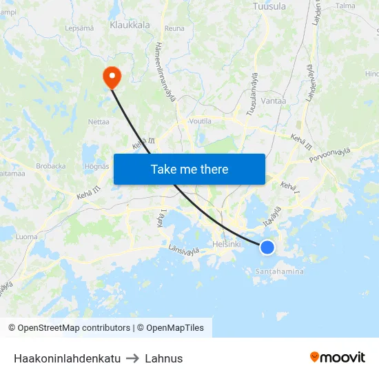 Haakoninlahti Street to Lahnus map
