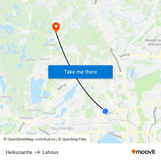 Heikuna Road to Lahnus map