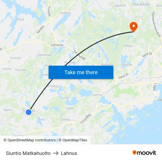 Siuntio Travel Center to Lahnus map
