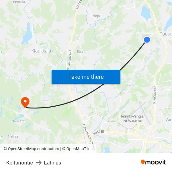 Keltanontie to Lahnus map