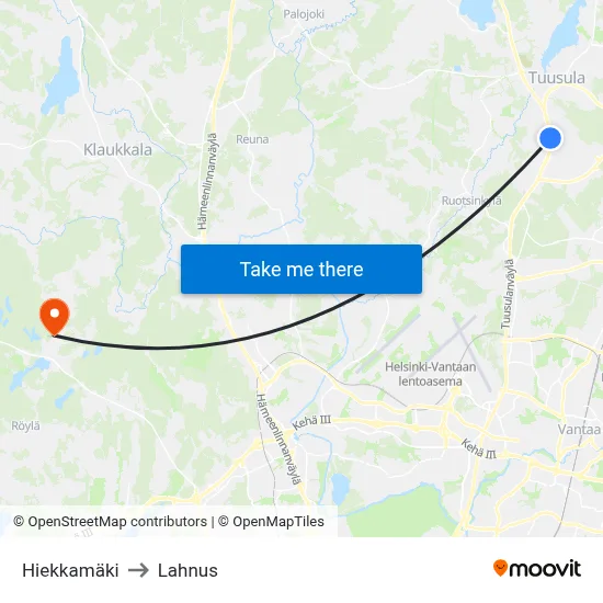 Sand Hill to Lahnus map