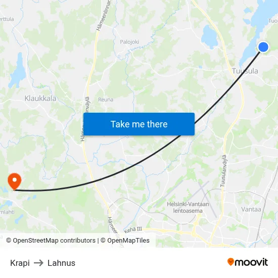 Krapi to Lahnus map