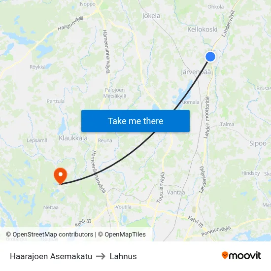 Haarajoki Station Street to Lahnus map