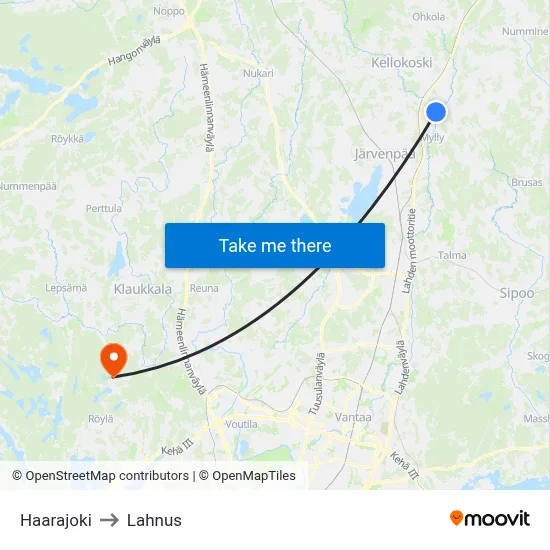 Haarajoki to Lahnus map