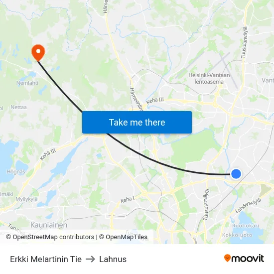 Erkki Melartinin Road to Lahnus map