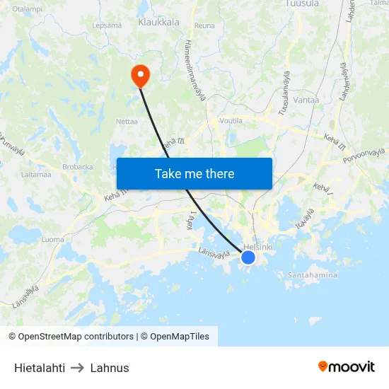 Hietalahti to Lahnus map