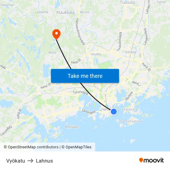 Vyö Street to Lahnus map