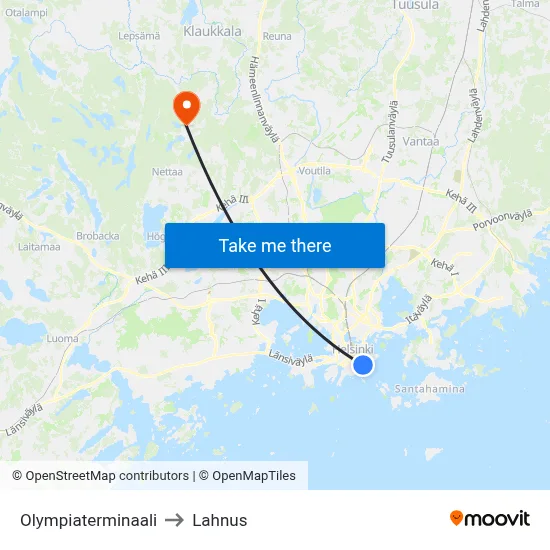 Olympic Terminal to Lahnus map