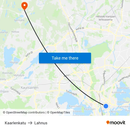 Kaarlenkatu to Lahnus map