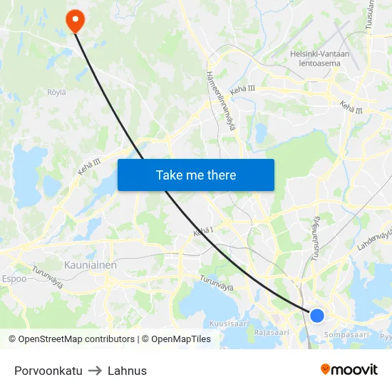Porvoo Street to Lahnus map