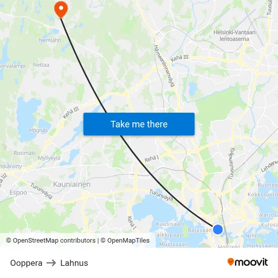 Opera to Lahnus map
