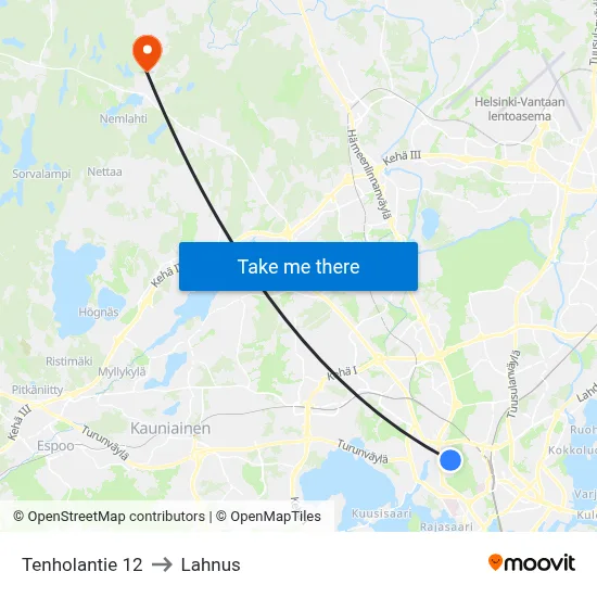 Tenhola Road 12 to Lahnus map