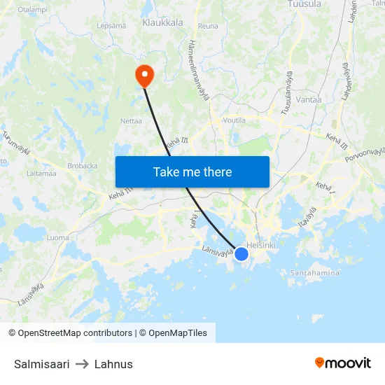 Salmisaari to Lahnus map