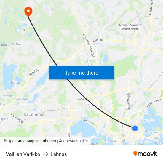 Vallila Depot to Lahnus map