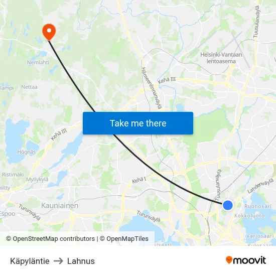 Käpyläntie to Lahnus map